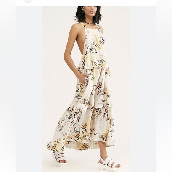 FREE PEOPLE Anita Maxi Dress Endless Summer Tiered Ruffle Watercolor Floral XS - Picture 1 of 14
